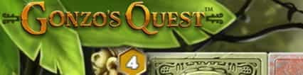 The Gonzo's Quest Slot Logo as Seen on a Desktop Computer.