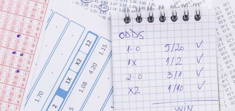 Odds written on sheets of paper.