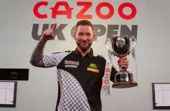 Danny Noppert poses with his 2022 UK Open trophy.