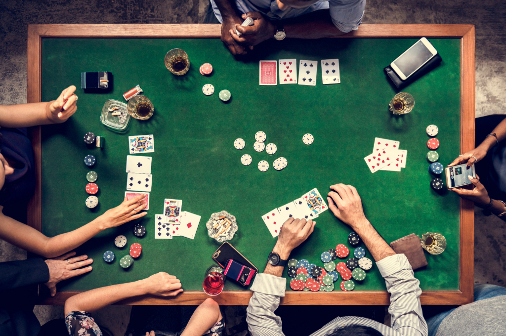 A Poker Table with Online Poker Games on Phones